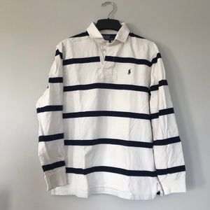 Polo by Ralph Lauren Men's Ivory & Navy Polo Shirt Medium